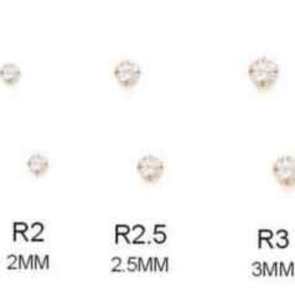 14K Solid Yellow Gold Light Prong Stud Earrings with White Stones Size 1.5mm - Picture 3 of 6